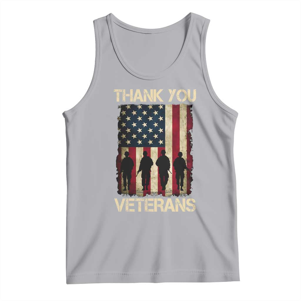 Thank You Veterans Tank Top Veterans Day Patriotic American Flag TS10 Athletic Heather Print Your Wear