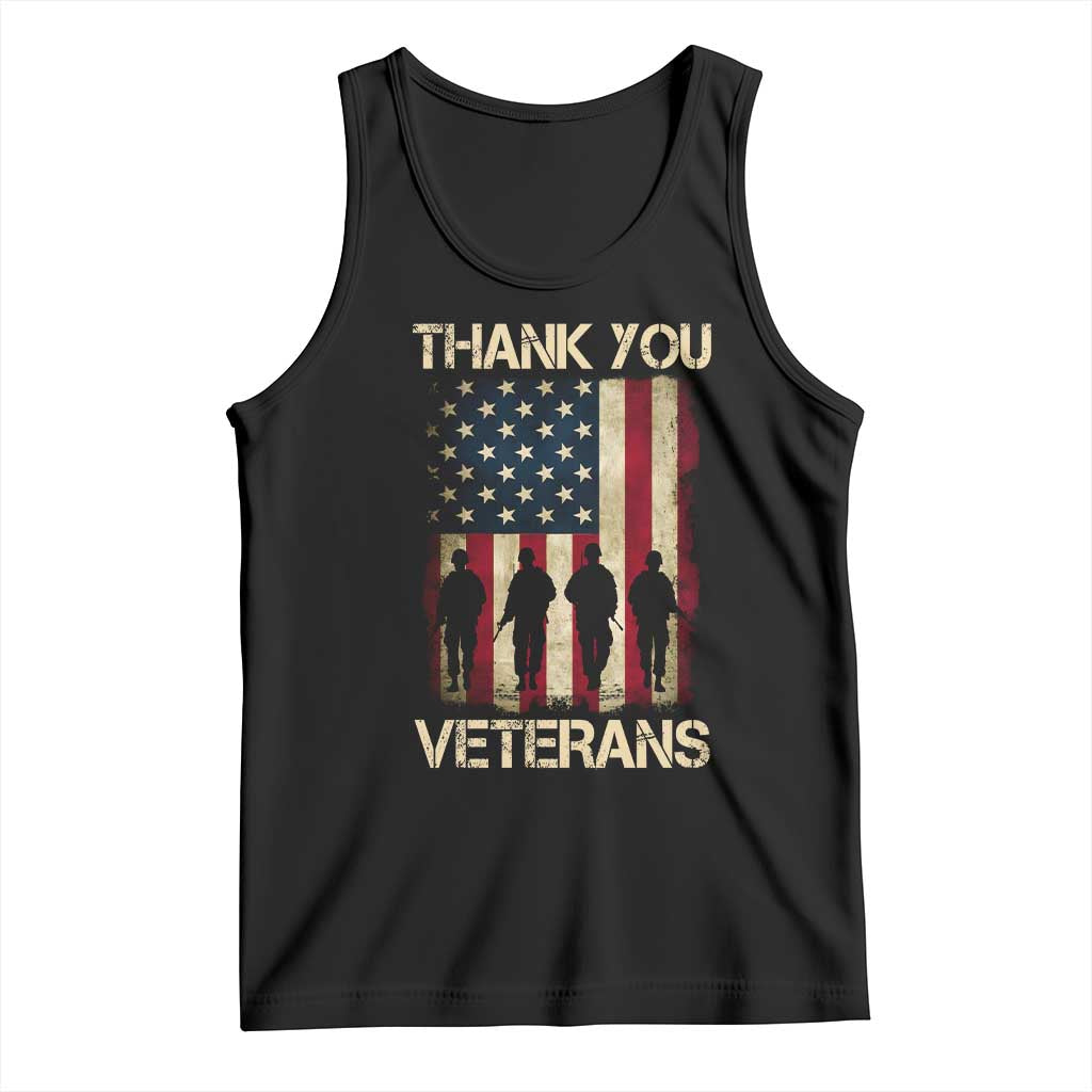 Thank You Veterans Tank Top Veterans Day Patriotic American Flag TS10 Black Print Your Wear