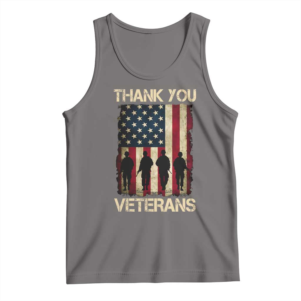 Thank You Veterans Tank Top Veterans Day Patriotic American Flag TS10 Deep Heather Print Your Wear