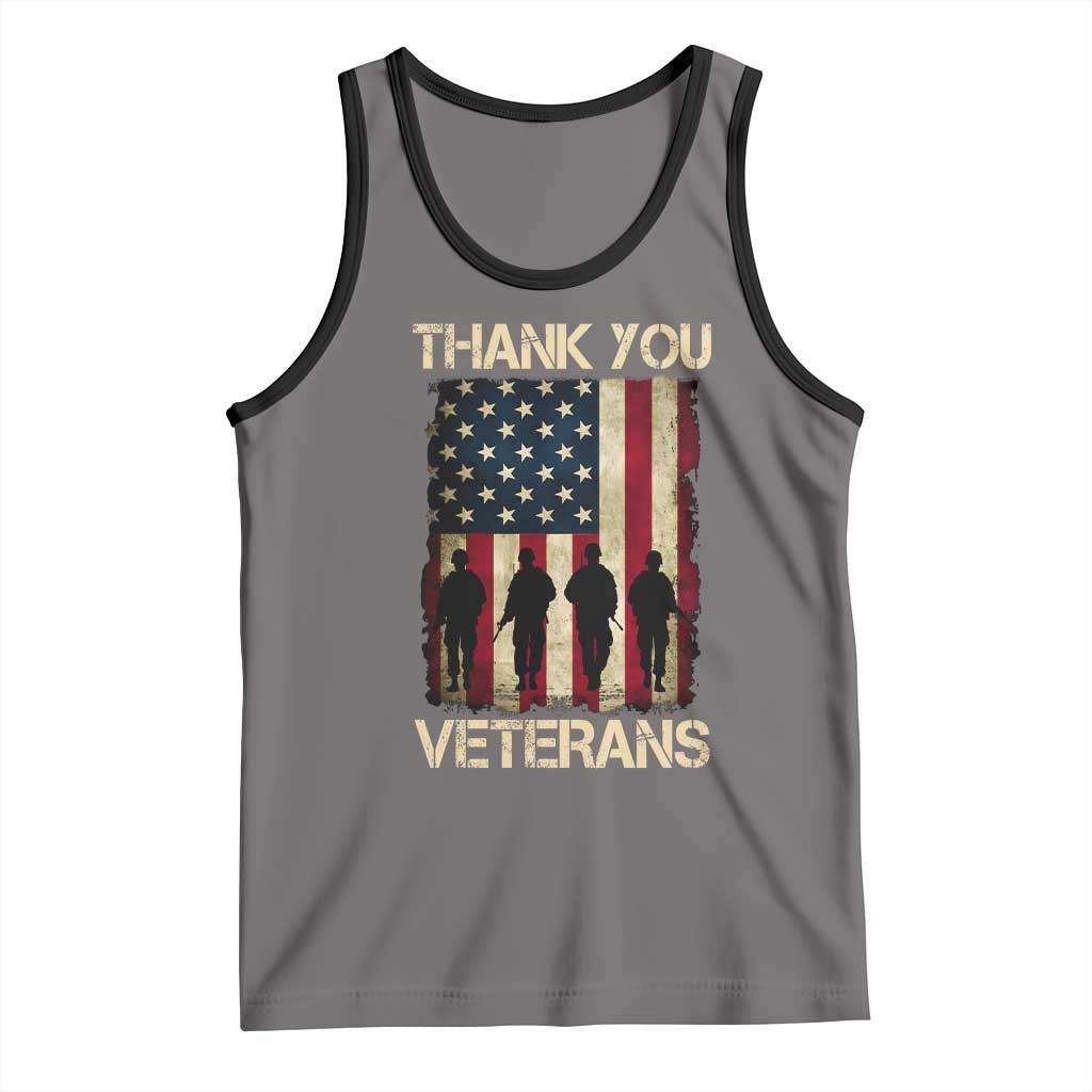 Thank You Veterans Tank Top Veterans Day Patriotic American Flag TS10 Deep Heather Black Print Your Wear