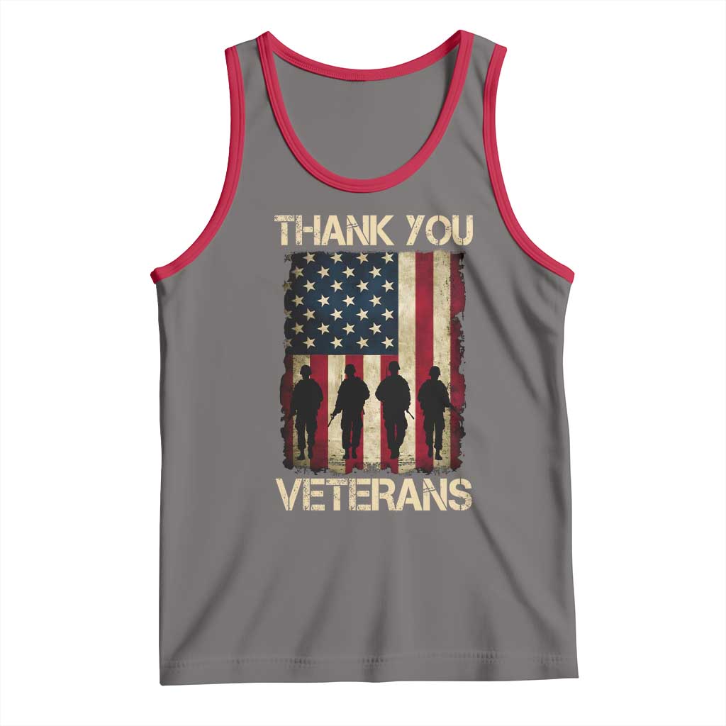 Thank You Veterans Tank Top Veterans Day Patriotic American Flag TS10 Deep Heather Red Print Your Wear