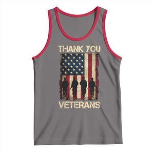 Thank You Veterans Tank Top Veterans Day Patriotic American Flag TS10 Deep Heather Red Print Your Wear