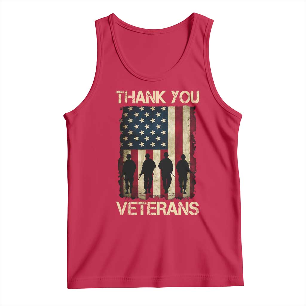 Thank You Veterans Tank Top Veterans Day Patriotic American Flag TS10 Red Print Your Wear