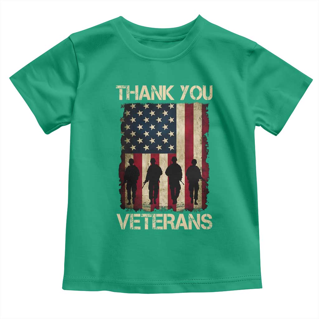 Thank You Veterans Toddler T Shirt Veterans Day Patriotic American Flag TS10 Irish Green Print Your Wear
