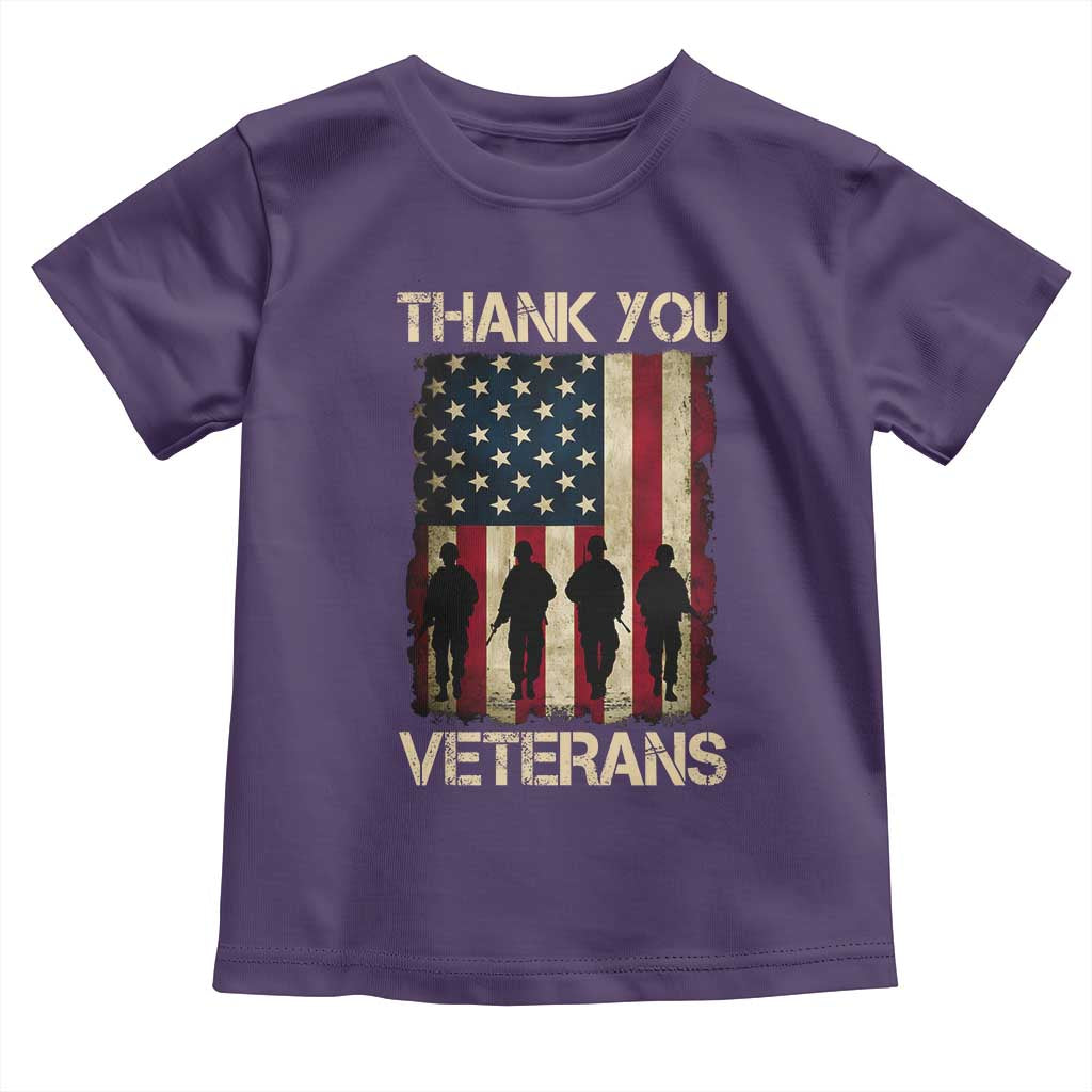 Thank You Veterans Toddler T Shirt Veterans Day Patriotic American Flag TS10 Purple Print Your Wear