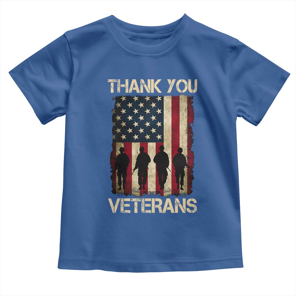 Thank You Veterans Toddler T Shirt Veterans Day Patriotic American Flag TS10 Royal Blue Print Your Wear