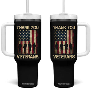 Thank You Veterans Tumbler With Handle Veterans Day Patriotic American Flag TS10 One Size: 40 oz Black Print Your Wear