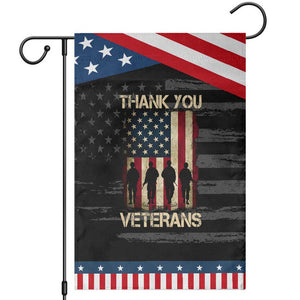 Thank You Veterans Garden Flag Veterans Day Patriotic American Flag TS10 Distressed Black Blue Print Your Wear