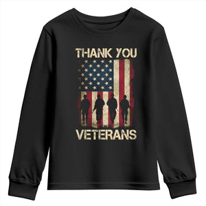 Thank You Veterans Youth Sweatshirt Veterans Day Patriotic American Flag TS10 Black Print Your Wear