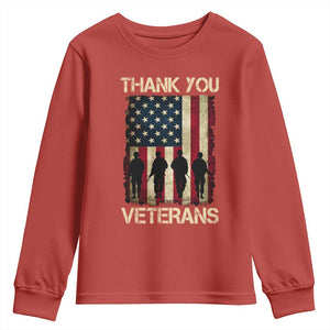 Thank You Veterans Youth Sweatshirt Veterans Day Patriotic American Flag TS10 Red Print Your Wear
