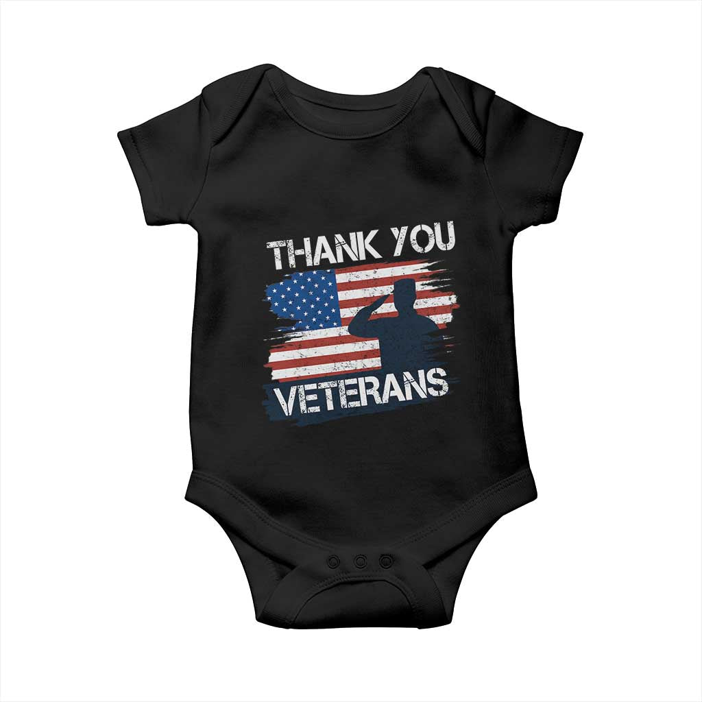 Thank You Veterans Baby Onesie Never Forget Veterans Military Appreciation US Flag TS10 Black Print Your Wear