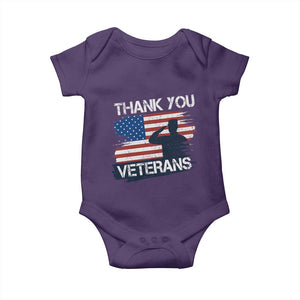 Thank You Veterans Baby Onesie Never Forget Veterans Military Appreciation US Flag TS10 Purple Print Your Wear