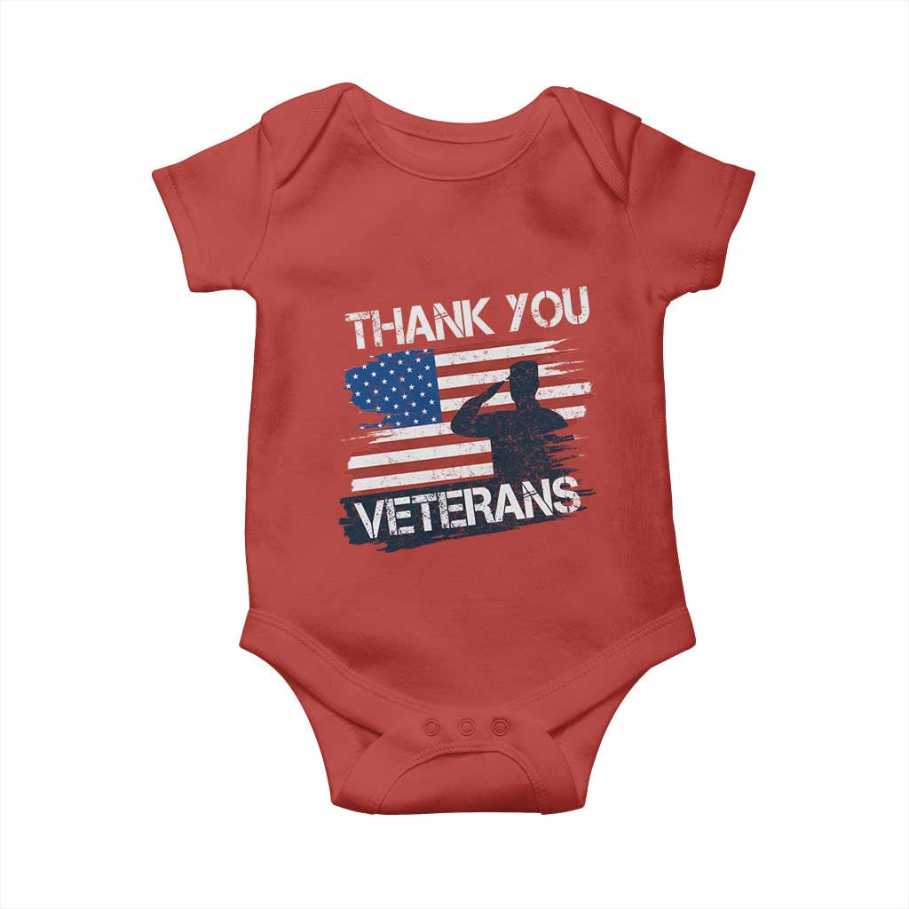 Thank You Veterans Baby Onesie Never Forget Veterans Military Appreciation US Flag TS10 Red Print Your Wear