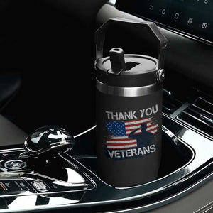 Thank You Veterans Flip Straw Tumbler Never Forget Veterans Military Appreciation US Flag TS10 Print Your Wear