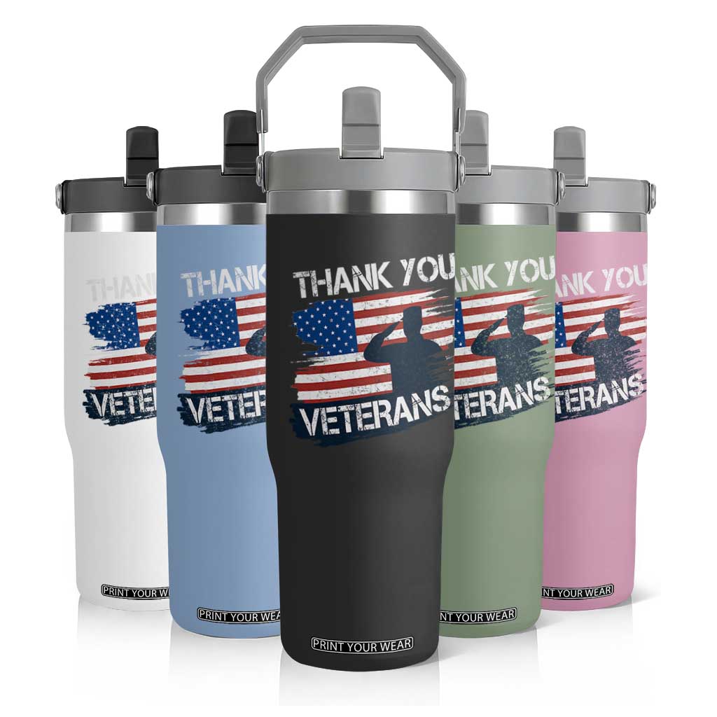 Thank You Veterans Flip Straw Tumbler Never Forget Veterans Military Appreciation US Flag TS10 Print Your Wear