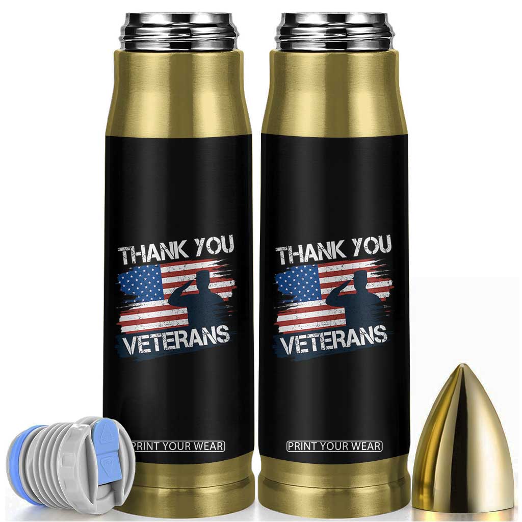 Thank You Veterans Bullet Tumbler Never Forget Veterans Military Appreciation US Flag TS10 Black Print Your Wear