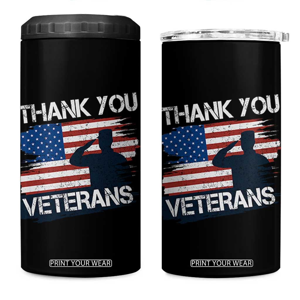 Thank You Veterans 4 in 1 Can Cooler Tumbler Never Forget Veterans Military Appreciation US Flag TS10 One Size: 16 oz Black Print Your Wear