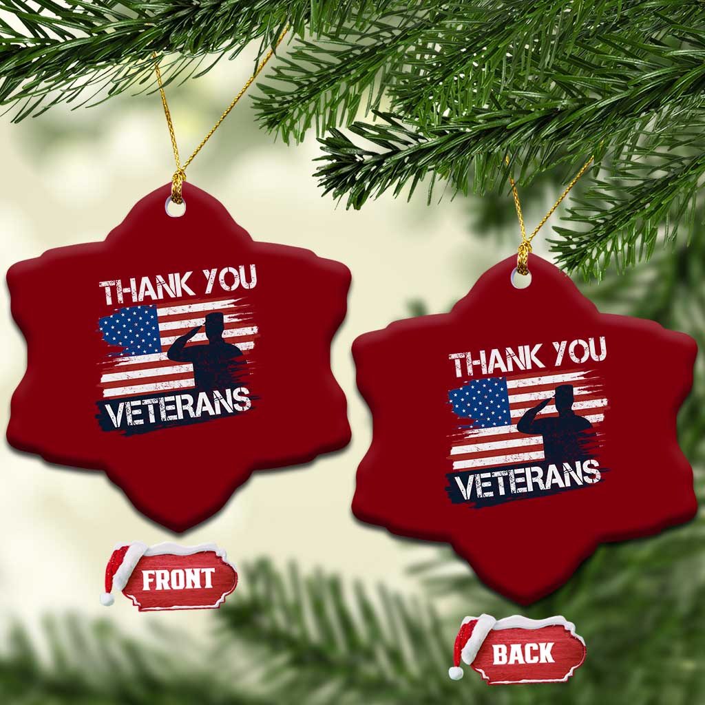 Thank You Veterans Ceramic Ornament Never Forget Veterans Military Appreciation US Flag TS10 Print Your Wear