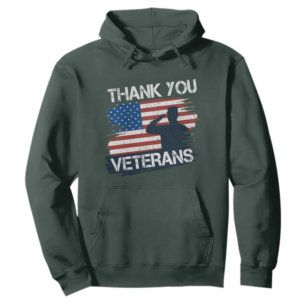 Thank You Veterans Hoodie Never Forget Veterans Military Appreciation US Flag TS10 Dark Forest Green Print Your Wear