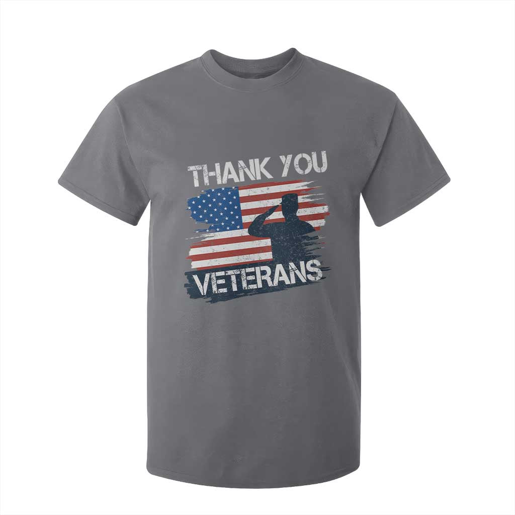 Thank You Veterans T Shirt For Kid Never Forget Veterans Military Appreciation US Flag TS10 Charcoal Print Your Wear