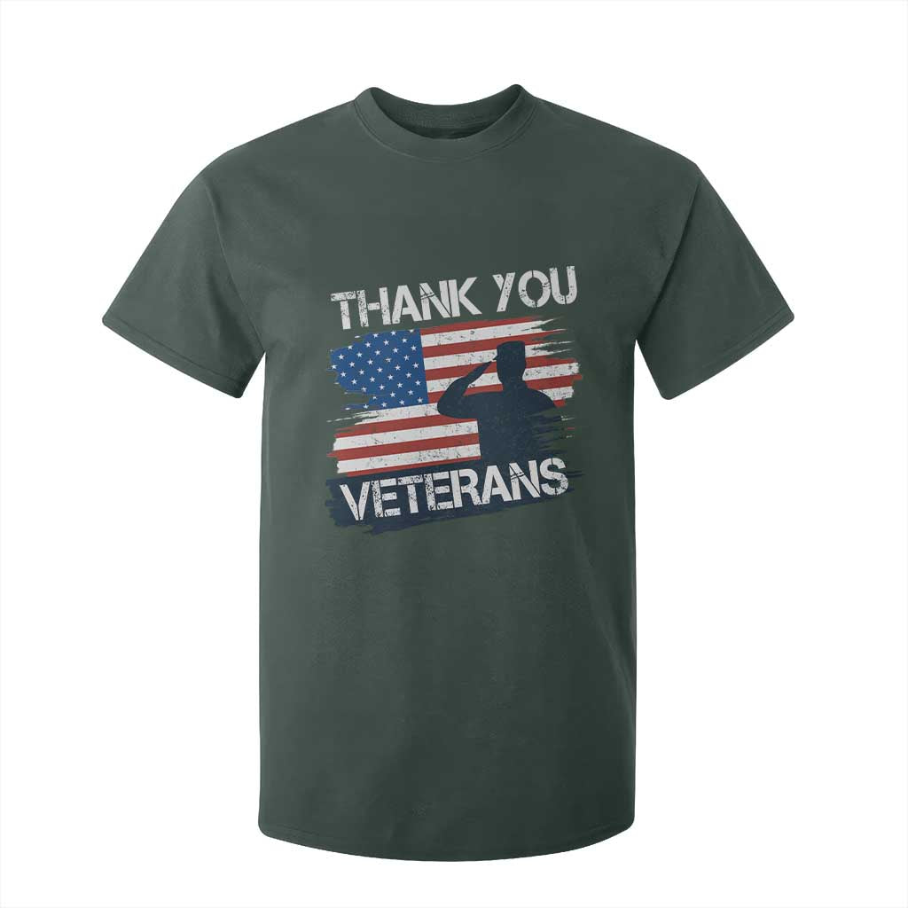 Thank You Veterans T Shirt For Kid Never Forget Veterans Military Appreciation US Flag TS10 Dark Forest Green Print Your Wear
