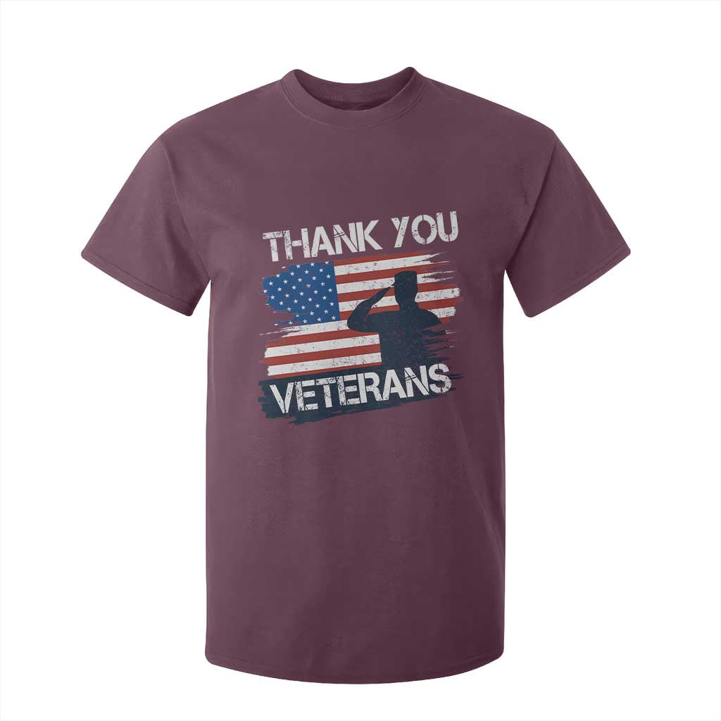 Thank You Veterans T Shirt For Kid Never Forget Veterans Military Appreciation US Flag TS10 Maroon Print Your Wear