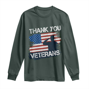 Thank You Veterans Long Sleeve Shirt Never Forget Veterans Military Appreciation US Flag TS10 Dark Forest Green Print Your Wear