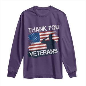 Thank You Veterans Long Sleeve Shirt Never Forget Veterans Military Appreciation US Flag TS10 Purple Print Your Wear
