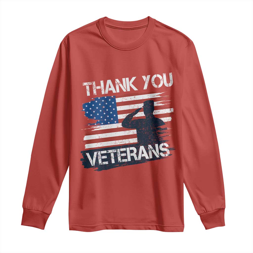 Thank You Veterans Long Sleeve Shirt Never Forget Veterans Military Appreciation US Flag TS10 Red Print Your Wear
