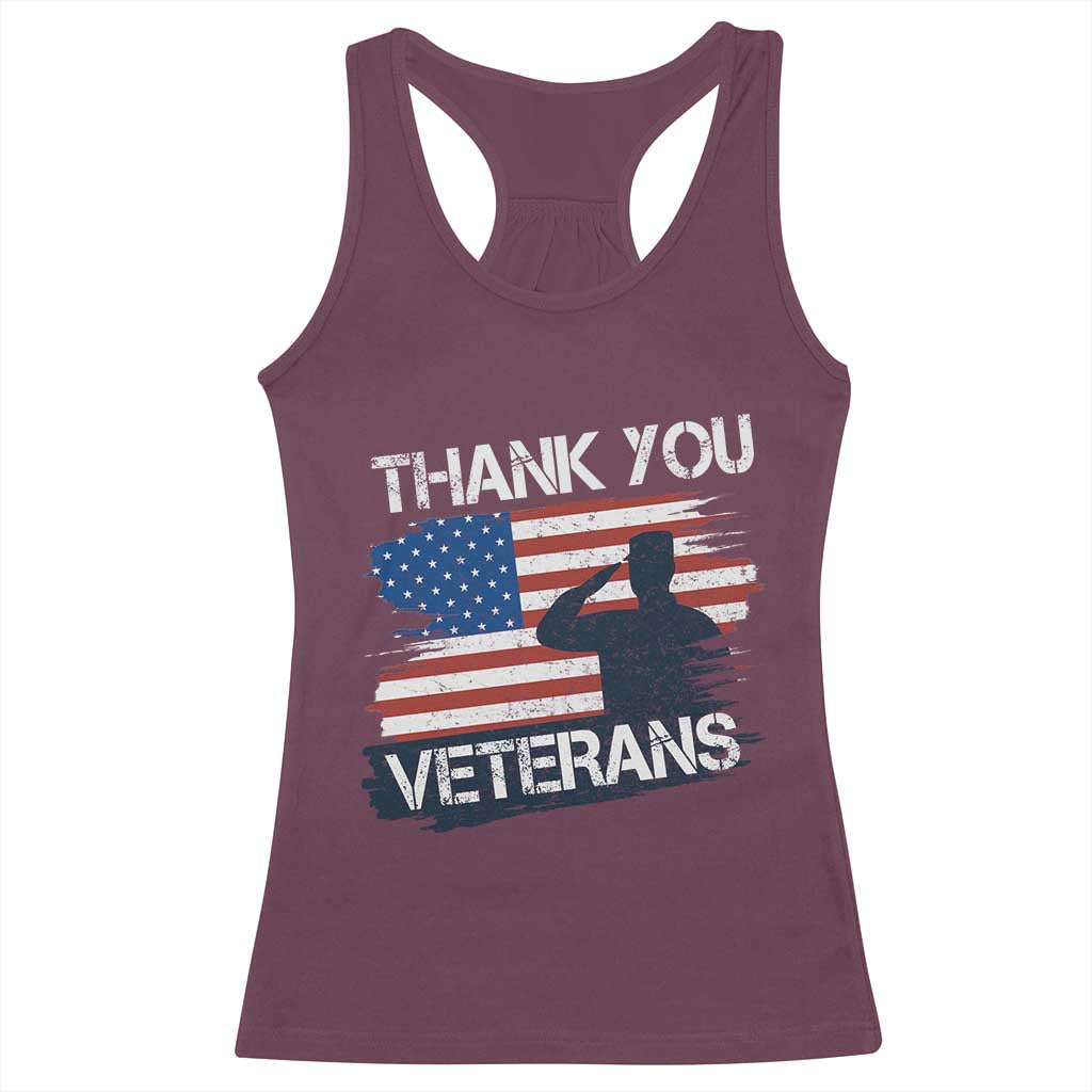 Thank You Veterans Racerback Tank Top Never Forget Veterans Military Appreciation US Flag TS10 Maroon Print Your Wear
