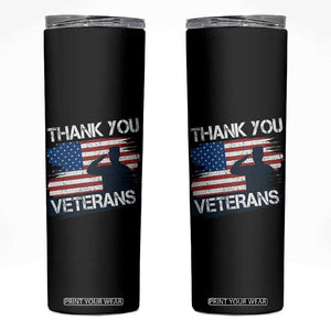 Thank You Veterans Skinny Tumbler Never Forget Veterans Military Appreciation US Flag TS10 Black Print Your Wear
