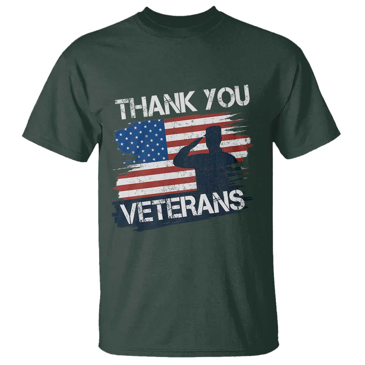 Thank You Veterans T Shirt Never Forget Veterans Military Appreciation US Flag TS10 Dark Forest Green Print Your Wear