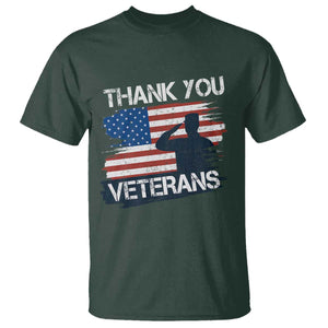 Thank You Veterans T Shirt Never Forget Veterans Military Appreciation US Flag TS10 Dark Forest Green Print Your Wear