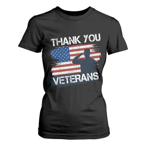 Thank You Veterans T Shirt For Women Never Forget Veterans Military Appreciation US Flag TS10 Black Print Your Wear