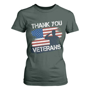 Thank You Veterans T Shirt For Women Never Forget Veterans Military Appreciation US Flag TS10 Dark Forest Green Print Your Wear