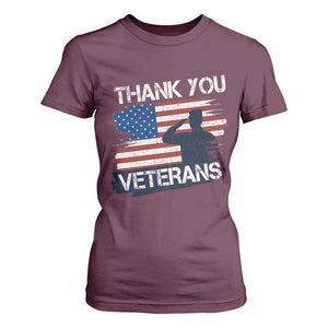 Thank You Veterans T Shirt For Women Never Forget Veterans Military Appreciation US Flag TS10 Maroon Print Your Wear