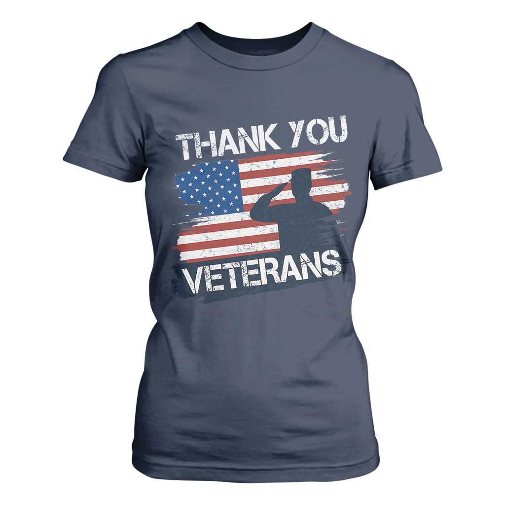 Thank You Veterans T Shirt For Women Never Forget Veterans Military Appreciation US Flag TS10 Navy Print Your Wear