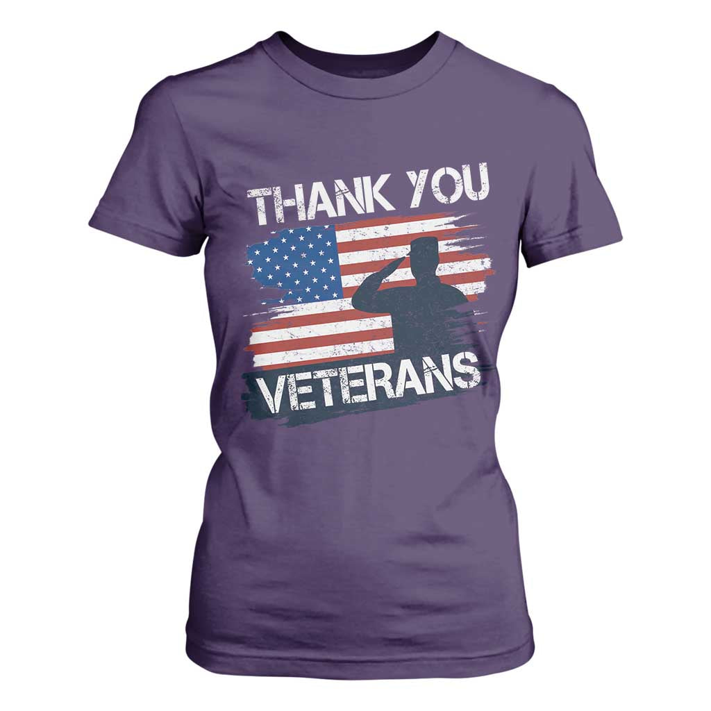 Thank You Veterans T Shirt For Women Never Forget Veterans Military Appreciation US Flag TS10 Purple Print Your Wear
