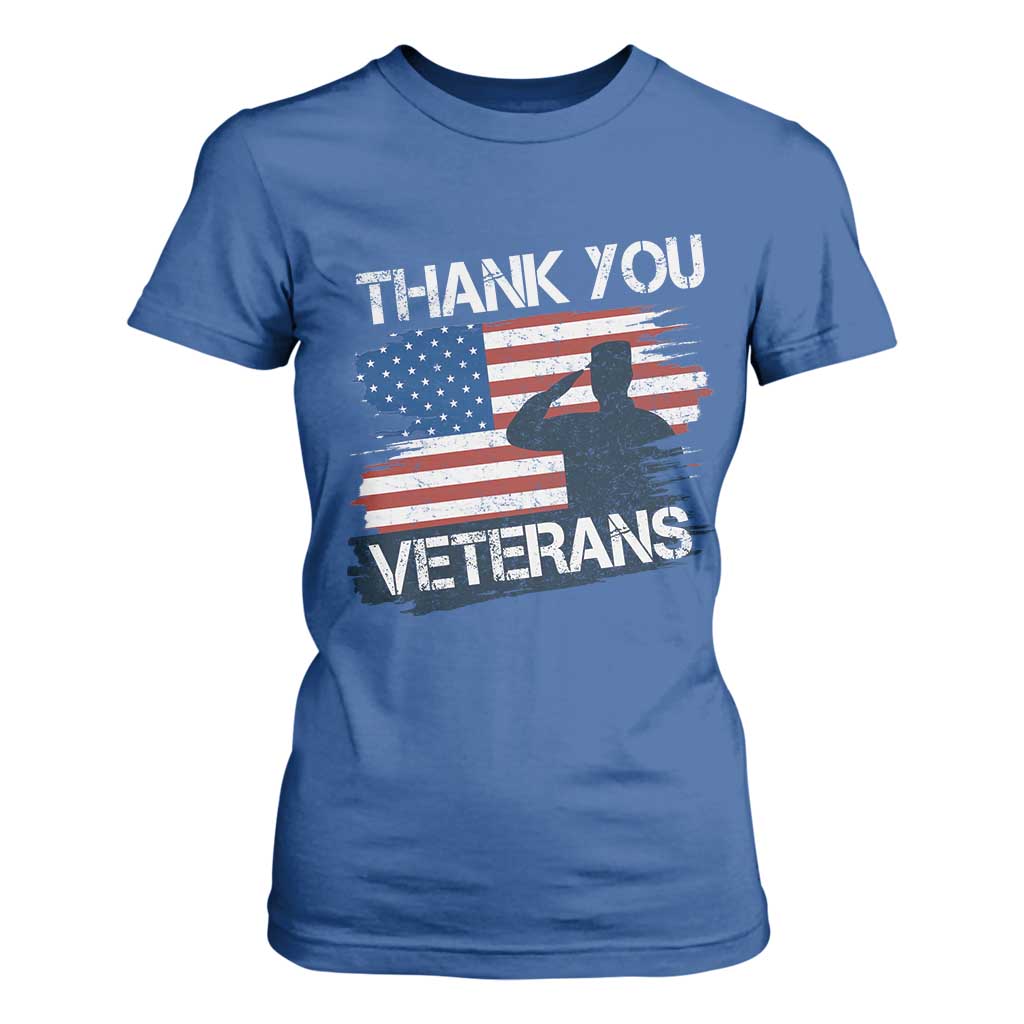 Thank You Veterans T Shirt For Women Never Forget Veterans Military Appreciation US Flag TS10 Royal Blue Print Your Wear
