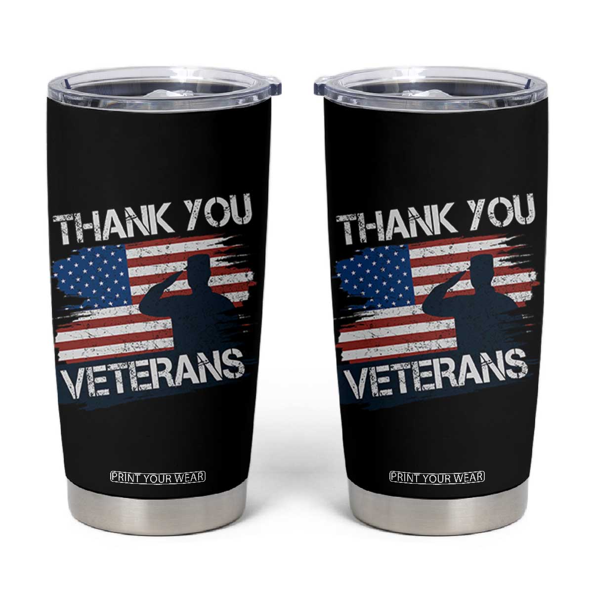 Thank You Veterans Tumbler Cup Never Forget Veterans Military Appreciation US Flag TS10 Black Print Your Wear