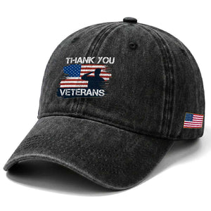 Thank You Veterans Washed Cotton Baseball Cap Never Forget Veterans Military Appreciation US Flag TS10 Print Your Wear