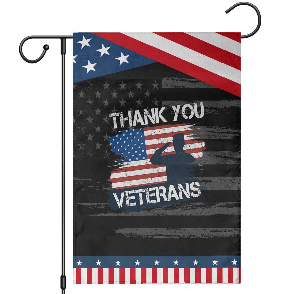 Thank You Veterans Garden Flag Never Forget Veterans Military Appreciation US Flag TS10 Distressed Black Blue Print Your Wear
