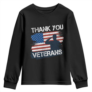Thank You Veterans Youth Sweatshirt Never Forget Veterans Military Appreciation US Flag TS10 Black Print Your Wear