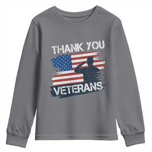 Thank You Veterans Youth Sweatshirt Never Forget Veterans Military Appreciation US Flag TS10 Charcoal Print Your Wear
