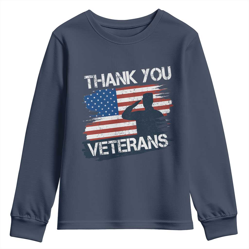 Thank You Veterans Youth Sweatshirt Never Forget Veterans Military Appreciation US Flag TS10 Navy Print Your Wear