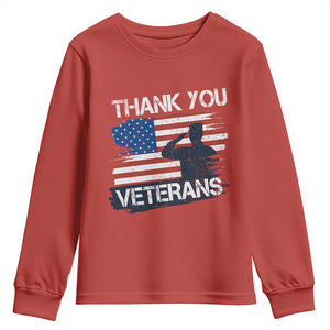 Thank You Veterans Youth Sweatshirt Never Forget Veterans Military Appreciation US Flag TS10 Red Print Your Wear