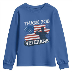 Thank You Veterans Youth Sweatshirt Never Forget Veterans Military Appreciation US Flag TS10 Royal Blue Print Your Wear