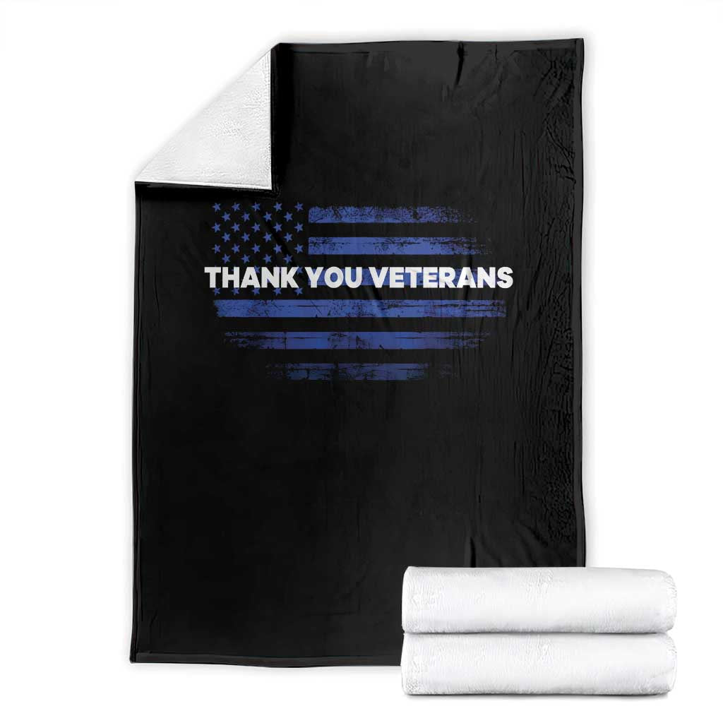Thank You Veterans Throw Blanket Never Forget Veterans Day Grunge American Flag TS10 Black Print Your Wear