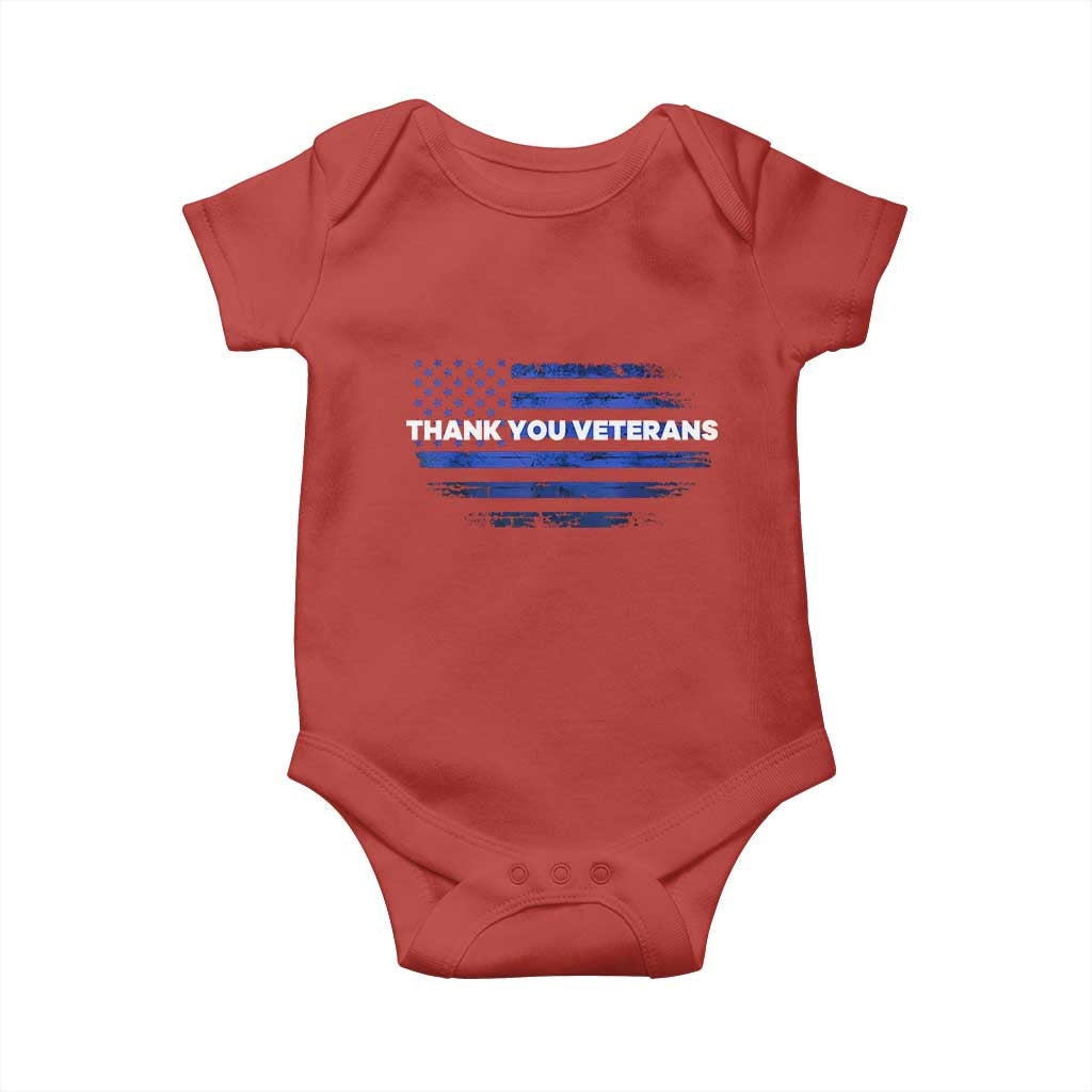 Thank You Veterans Baby Onesie Never Forget Veterans Day Grunge American Flag TS10 Red Print Your Wear