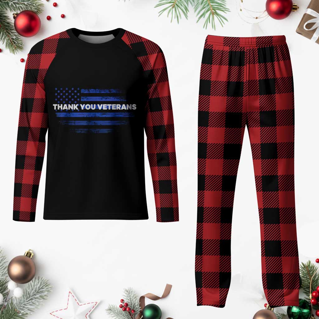 Thank You Veterans Plaid Pajama Set Never Forget Veterans Day Grunge American Flag TS10 Buffalo Plaid Print Your Wear